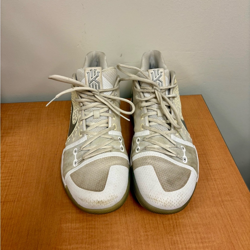 Nike Kyrie Mid-Top Basketball Sneakers in Cream and White